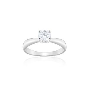 Anel Solitário com 50 Pontos de Diamantes em Ouro Branco 18k