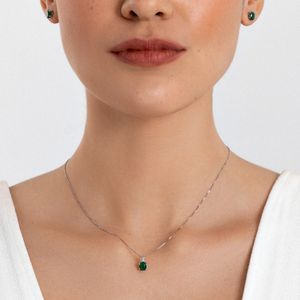 Pingente com Quartzo Verde em Ouro Branco 18k