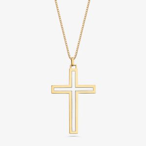Pingente Cruz em Ouro Amarelo e Ouro Branco 18k