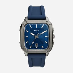 Relógio Fossil Masculino Quadrado em Aço Grafite e Silicone Azul FS5979/2AN