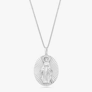 Pingente Medalha Milagrosa Nossa Senhora das Graças com Topázio em Prata 925