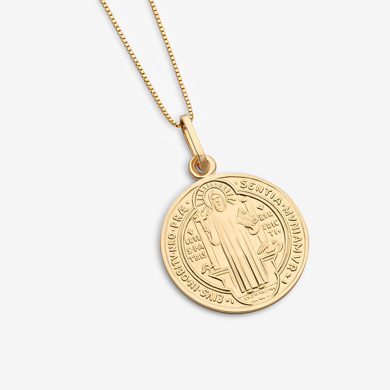 Pingente Medalha São Bento em Ouro Amarelo 18k