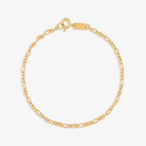 Pulseira Malha Elos em Prata 925 com Banho de Ouro Amarelo 18k - 19 cm