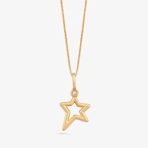 Pingente Estrela com Diamante em Ouro Amarelo 18k