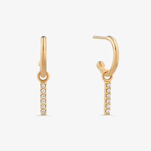 Argola Cravejada em Prata 925 com Banho de Ouro Amarelo 18k