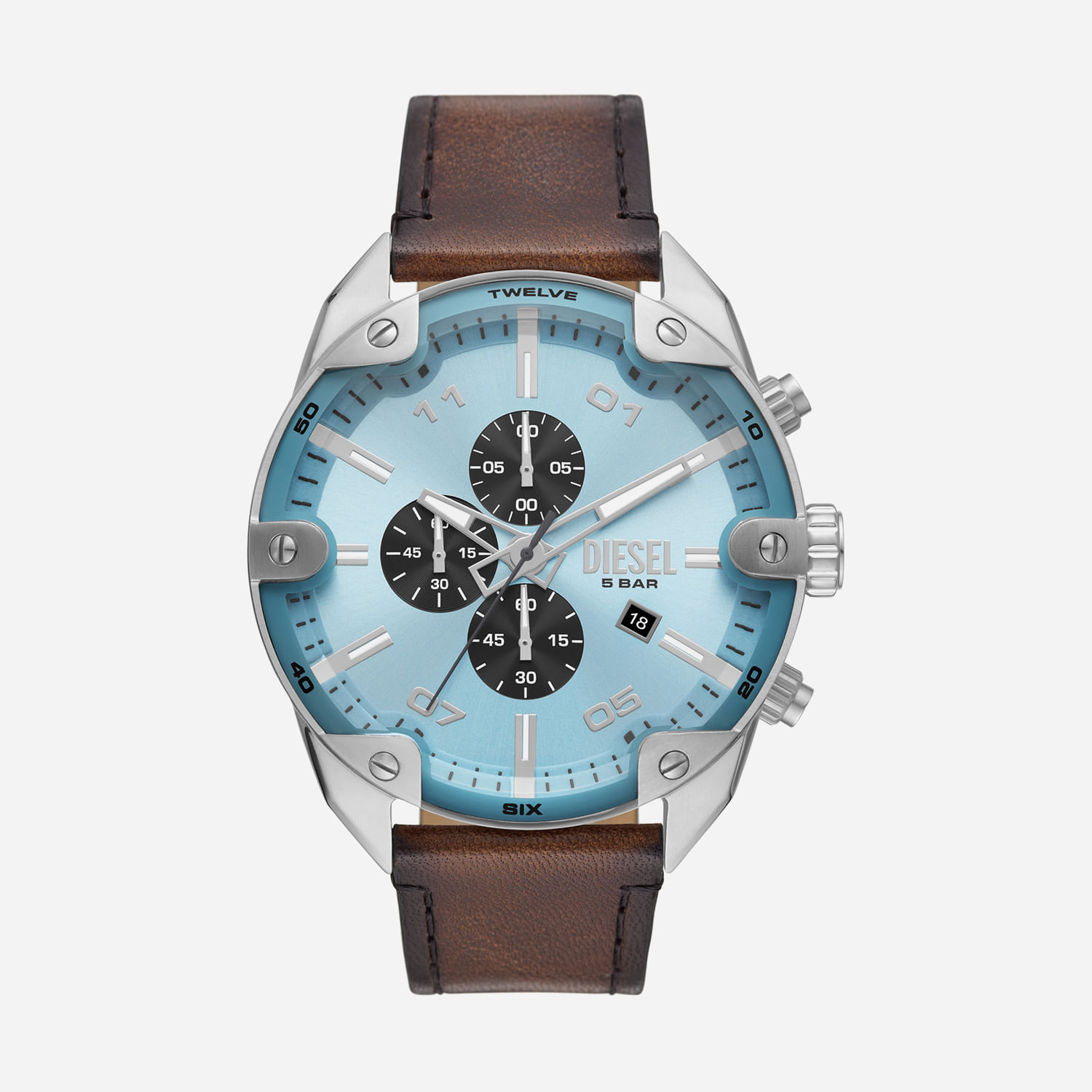 Relógio Diesel Masculino Spiked com Pulseira de Couro DZ4606B1