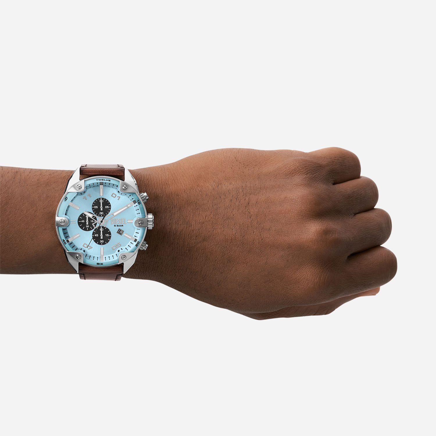Relógio Diesel Spiked Cronógrafo Masculino com Pulseira de Couro
