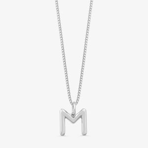 Pingente Letra M em Ouro Branco 18K