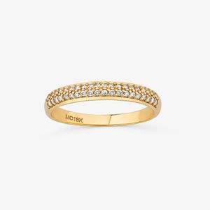 Anel Meia Aliança com 21 Pontos de Diamantes em Ouro Amarelo 18k