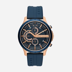 Relógio Armani Exchange Masculino com Pulseira de Silicone e Caixa em Aço Rosé AX2440B1