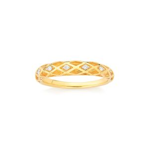 Anel com Diamantes, em Ouro  Amarelo 18K