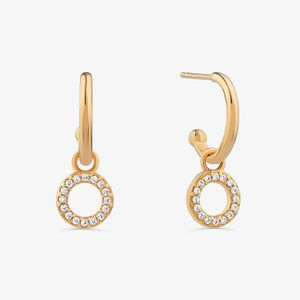 Argola Círculo Cravejada em Prata 925 com Banho de Ouro Amarelo 18k