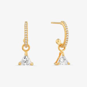 Argola Triângulo Cravejada em Prata 925 com Banho de Ouro Amarelo 18k