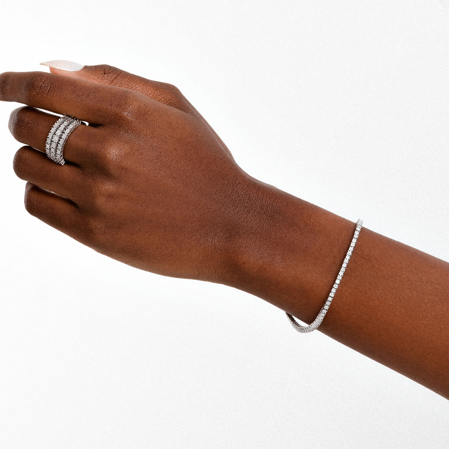 Pulseira Riviera com Diamantes em Ouro Branco 18k - 17cm