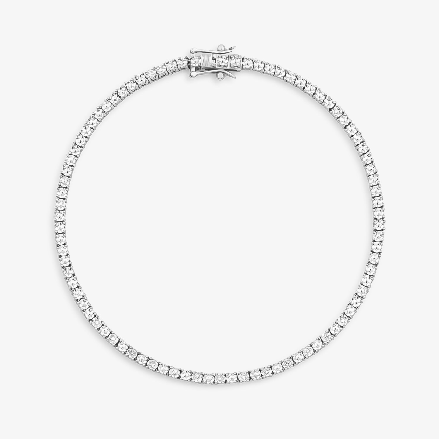 Pulseira Riviera com Diamantes em Ouro Branco 18k - 17cm
