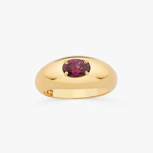 Anel com Rodolita em Prata com Banho de Ouro Amarelo 18K
