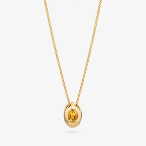 Colar com Citrino em Prata com Banho de Ouro Amarelo 18K