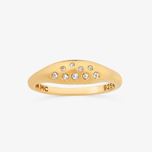 Anel Chevallier com Topázio em Prata 925 com Banho de Ouro Amarelo 18k