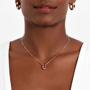 Colar com Rodolita em Prata com Banho de Ouro Amarelo 18K