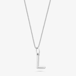 Pingente Letra L em Ouro Branco 18K