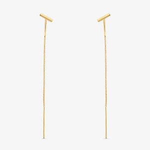 Brinco Longo em Prata 925 com Banho de Ouro Amarelo 18K