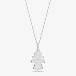 Pingente Menina Personalizável em Ouro Branco 18k