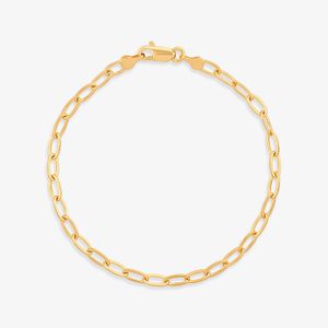 Pulseira Malha Elos em Prata 925 com Banho de Ouro Amarelo 18k - 23 cm