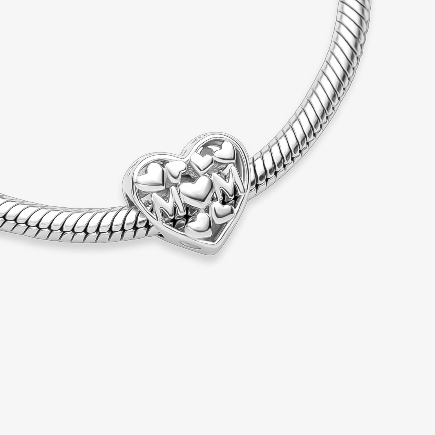 Charm Coração Mom em Prata 925