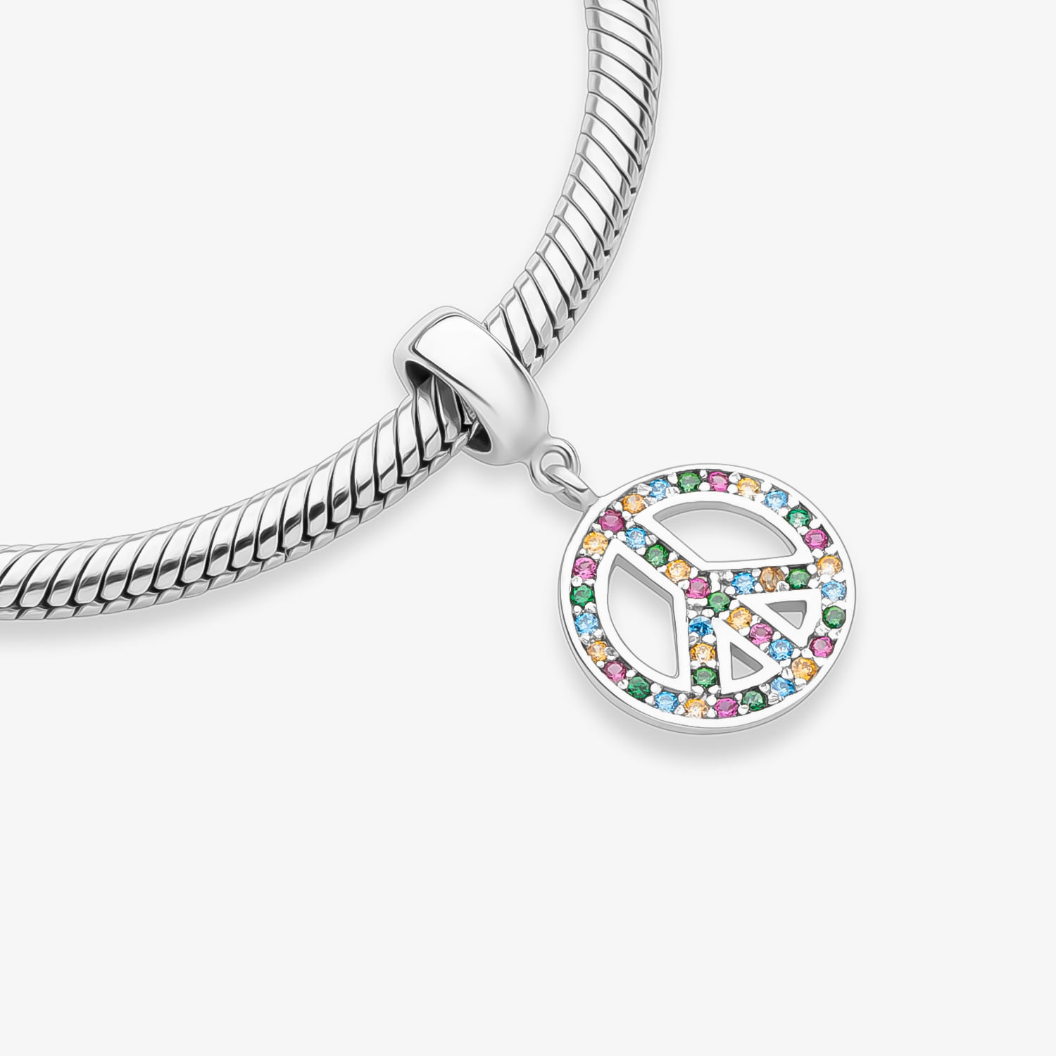 Charm Símbolo da Paz Cravejado em Prata 925 | MONTE CARLO