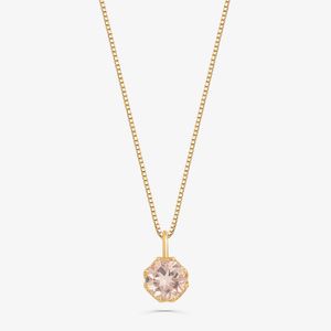 Pingente  com Quartzo Rosa em Ouro Amarelo 18k