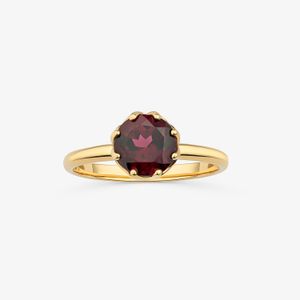 Anel Solitário com Rodolita em Ouro Amarelo 18k