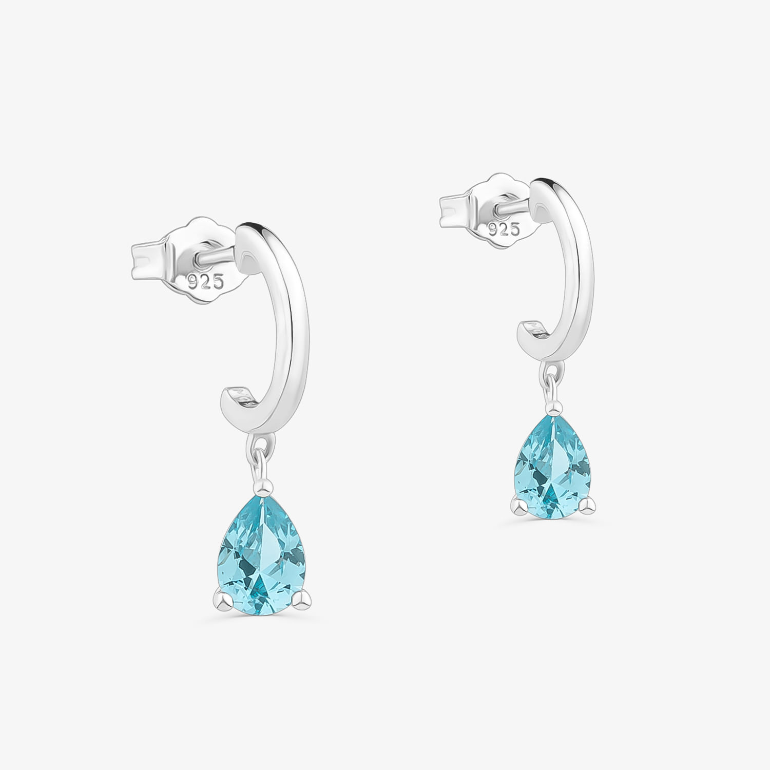 Argola Gota Cravejada em Prata 925