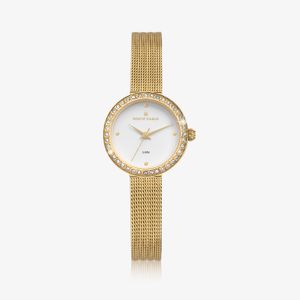 Relógio Monte Carlo Feminino em Aço Dourado e Mostrador Branco e 36 Cristais Swarovski