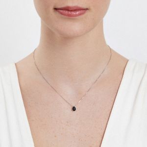Pingente Gota com Ágata Negra em Prata 925