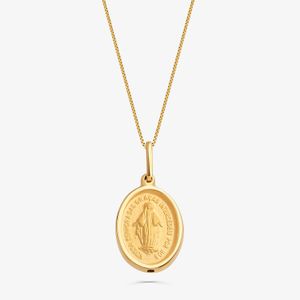 Pingente Medalha Milagrosa Nossa Senhora das Graças em Prata 925 com banho de Ouro amarelo 18k