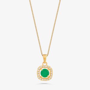 Pingente com Ágata Verde e Topázio em Prata 925 com Banho de Ouro Amarelo 18k