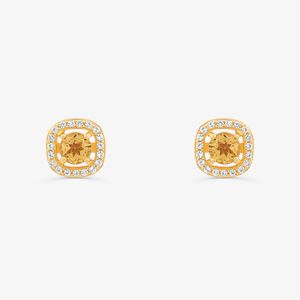 Brinco com Citrino e Topázio em Prata 925 com Banho de Ouro Amarelo 18k