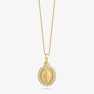 Pingente Medalha Milagrosa N. S. das Graças em Prata 925 com banho de Ouro Amarelo 18k
