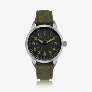 Relógio Monte Carlo Militar Masculino em Aço com Pulseira de Nylon Verde