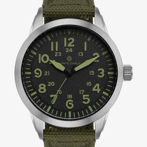 Relógio Monte Carlo Militar Masculino em Aço com Pulseira de Nylon Verde