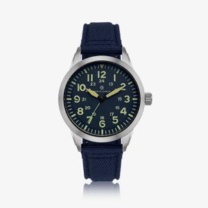 Relógio Monte Carlo Militar Masculino em Aço com Pulseira de Nylon Azul