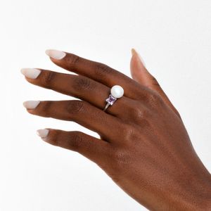 Anel com Pérola e Ametista em Prata 925