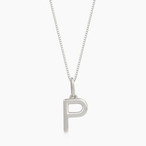 Pingente Letra P em Ouro Branco 18K