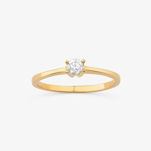 Anel Solitário com 15 Pontos de Diamantes em Ouro Amarelo 18k