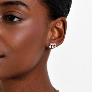 Brinco EarCuff com Ametista Rose de France e Iolita em Prata 925 com Banho de Ouro Rosé 18k