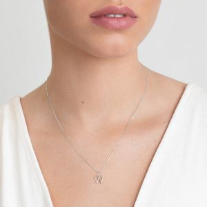 Pingente Letra W em Ouro Branco 18K