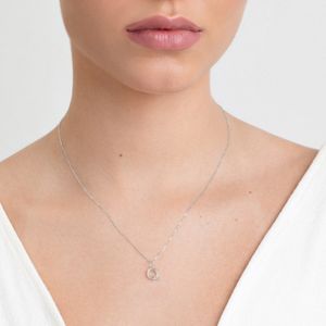 Pingente Letra Q em Ouro Branco 18K