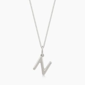 Pingente Letra N em Ouro Branco 18K