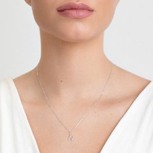 Pingente Letra H em Ouro Branco 18K