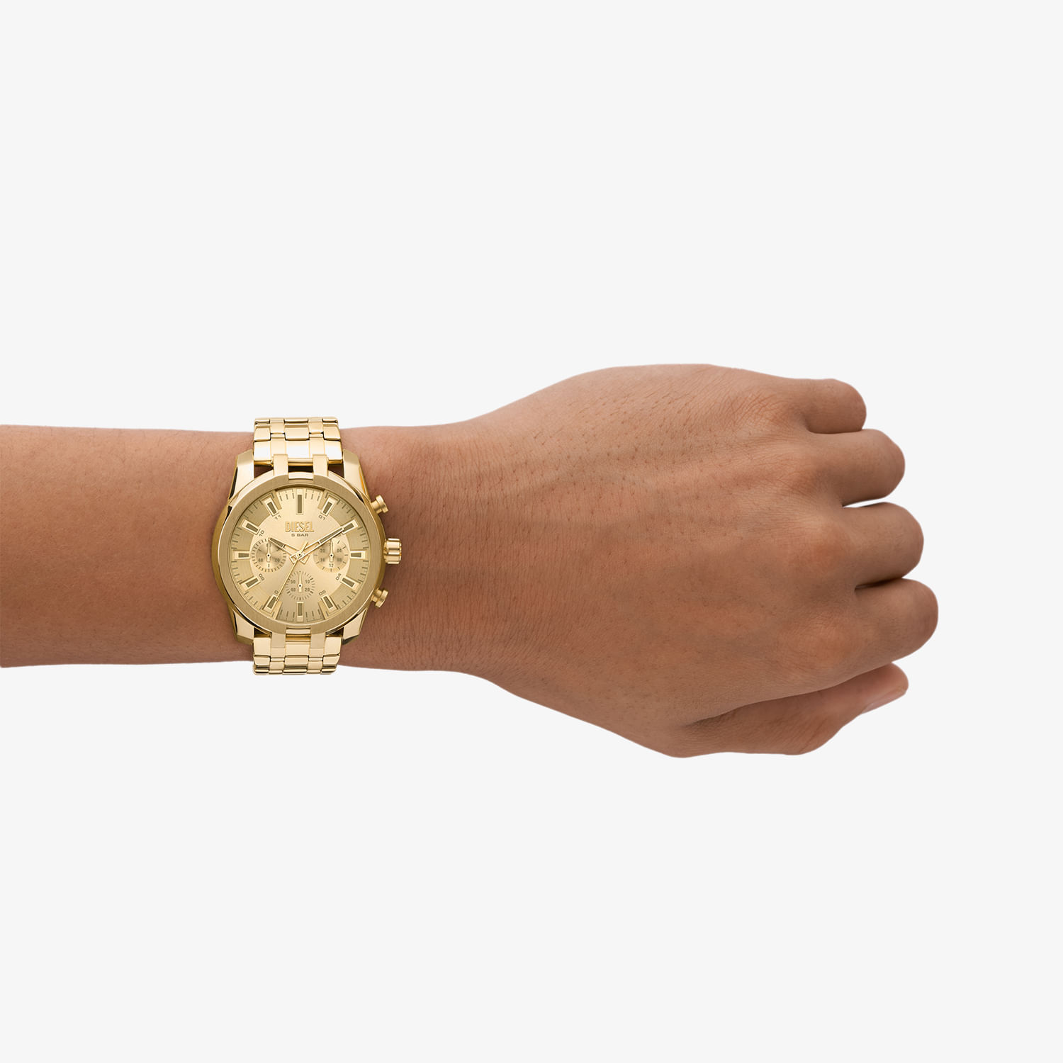 Relógio Diesel Masculino Mini Split em Aço Dourado DZ4623B1 Relógio Diesel Masculino Mini Split em Aço Dourado DZ4623B1